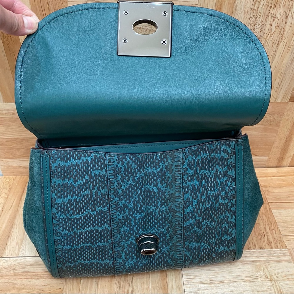 COACH 12086 Green Drifter Snakeskin Top Handle Crossbody Shoulder Bag - Picture 10 of 16